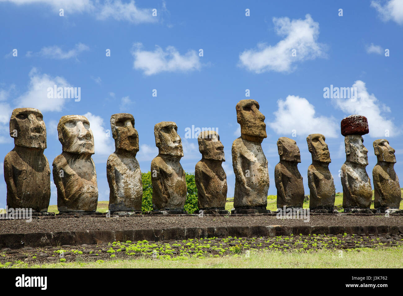 Ahu Tongariki, giant moai on Easter Island Stock Photo Alamy