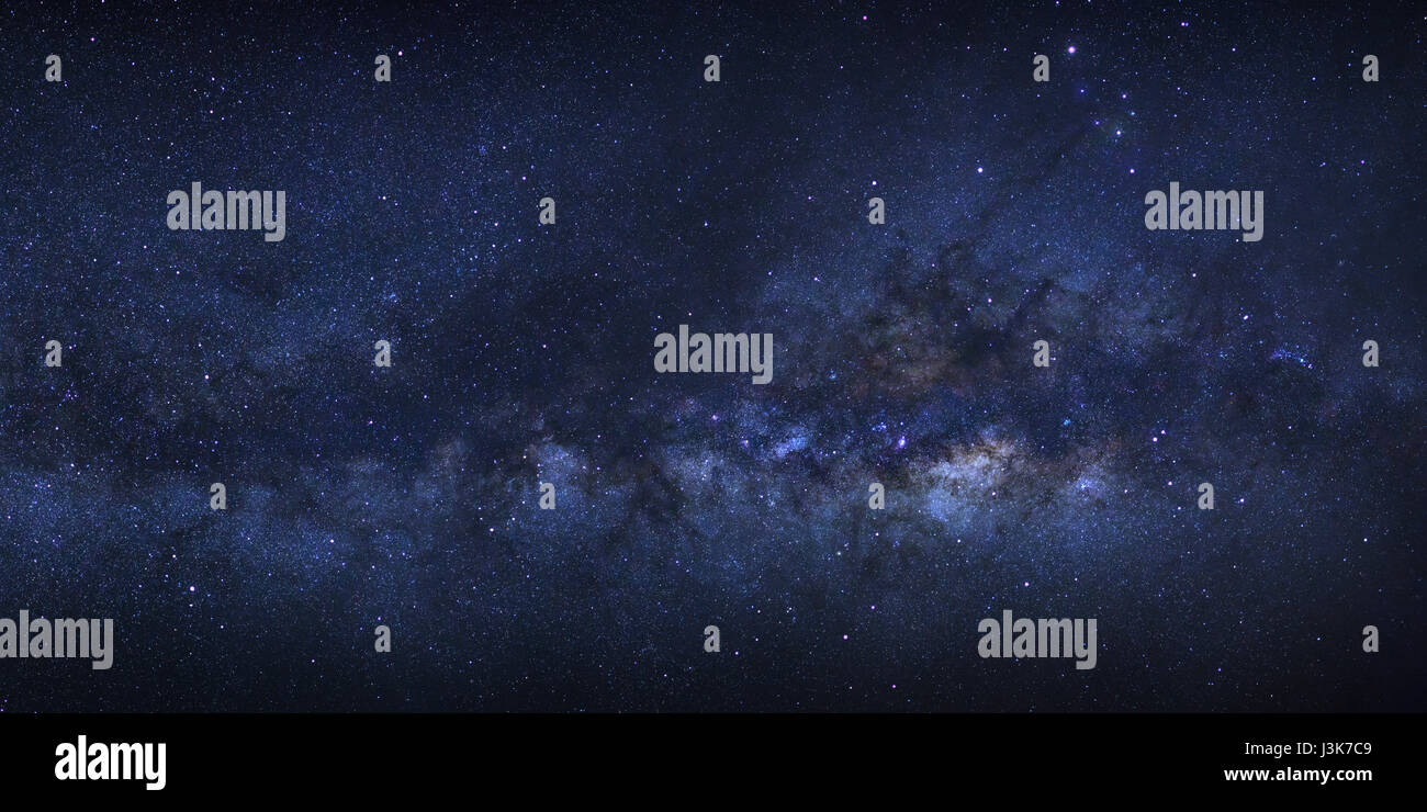 Panorama Milky way galaxy with stars and space dust in the universe ...
