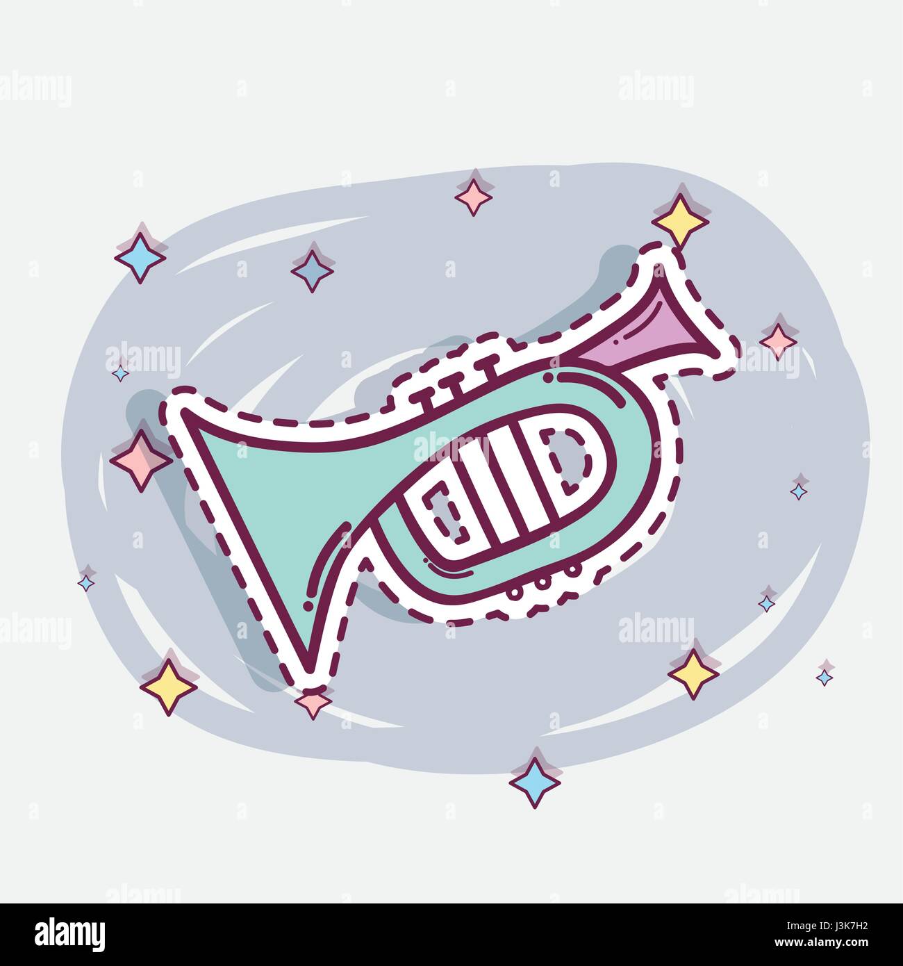 cute trumpet sticker music instruments Stock Vector Image & Art - Alamy
