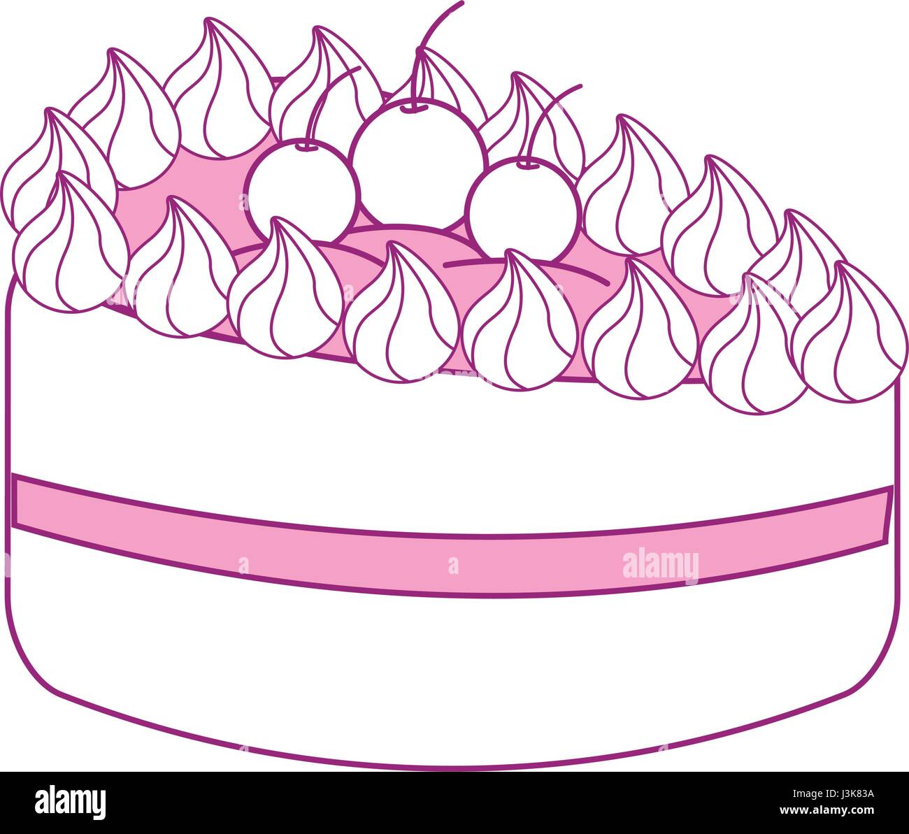 delicious pastel with cherrys to happy birthday Stock Vector Image ...