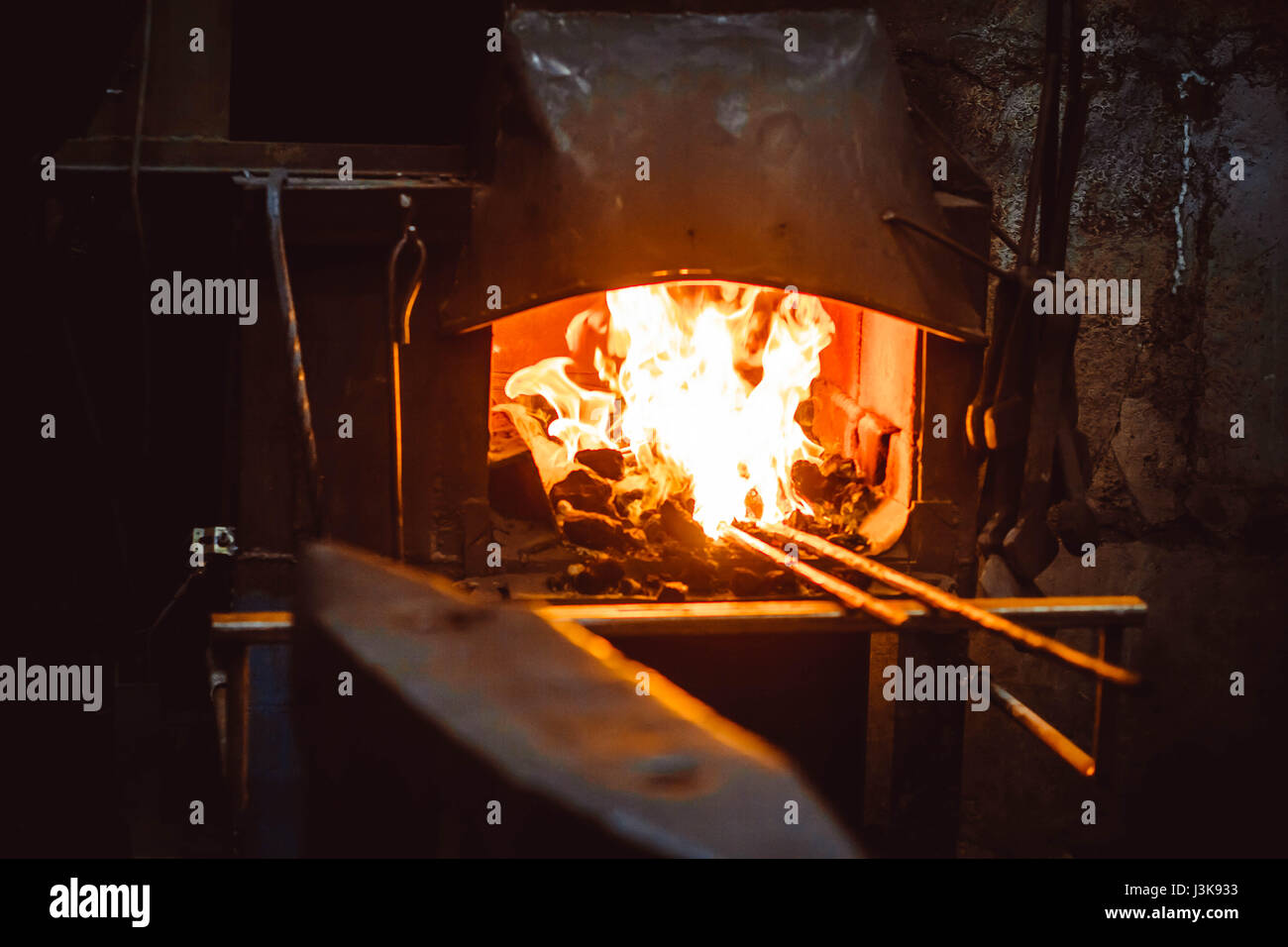 Picture of a fire. Burning coal in fireplace Stock Photo Alamy