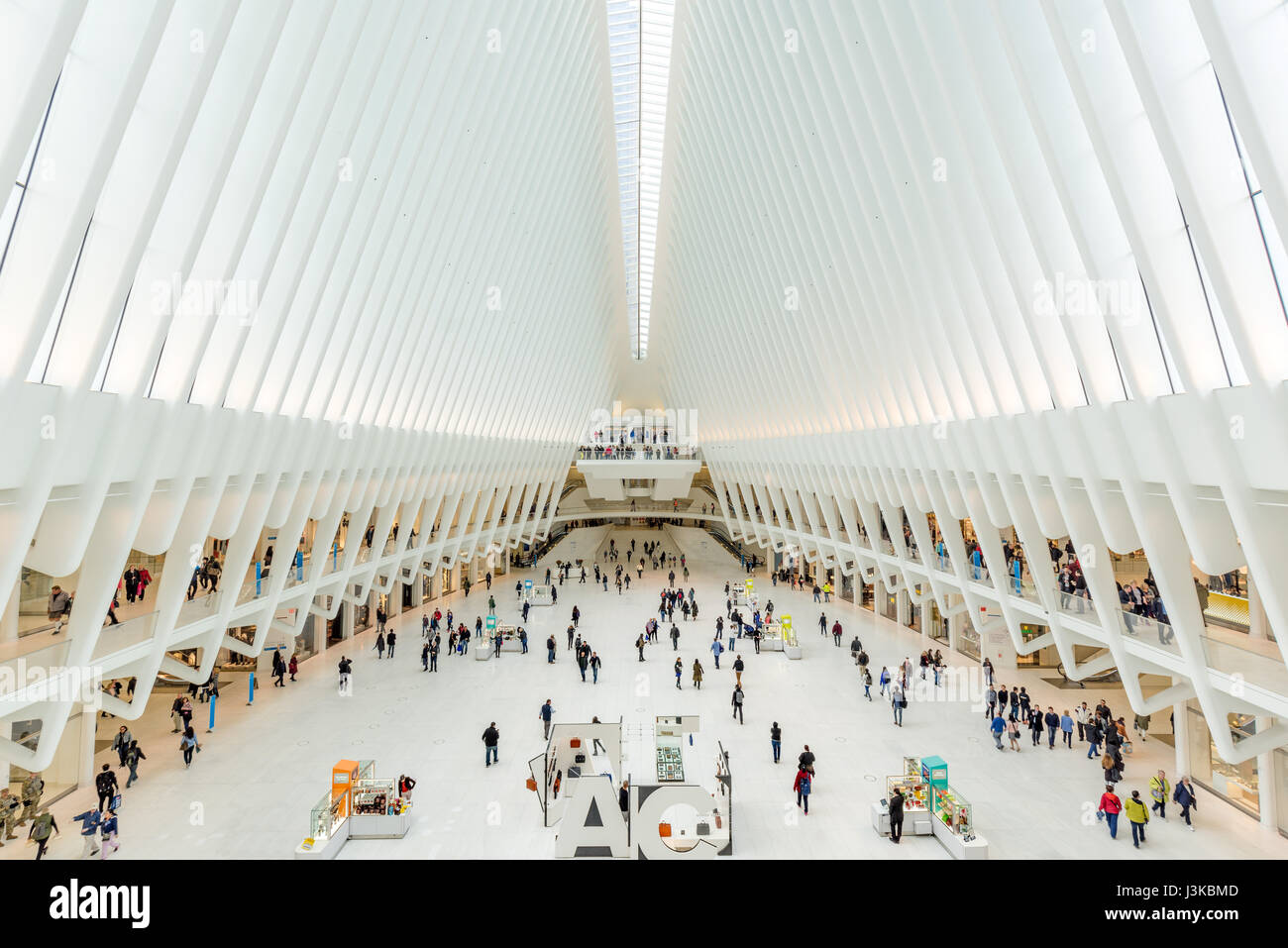 Interior view of the Oculus, Westfield World Trade Center, Manhattan Financial District, New York City Stock Photo