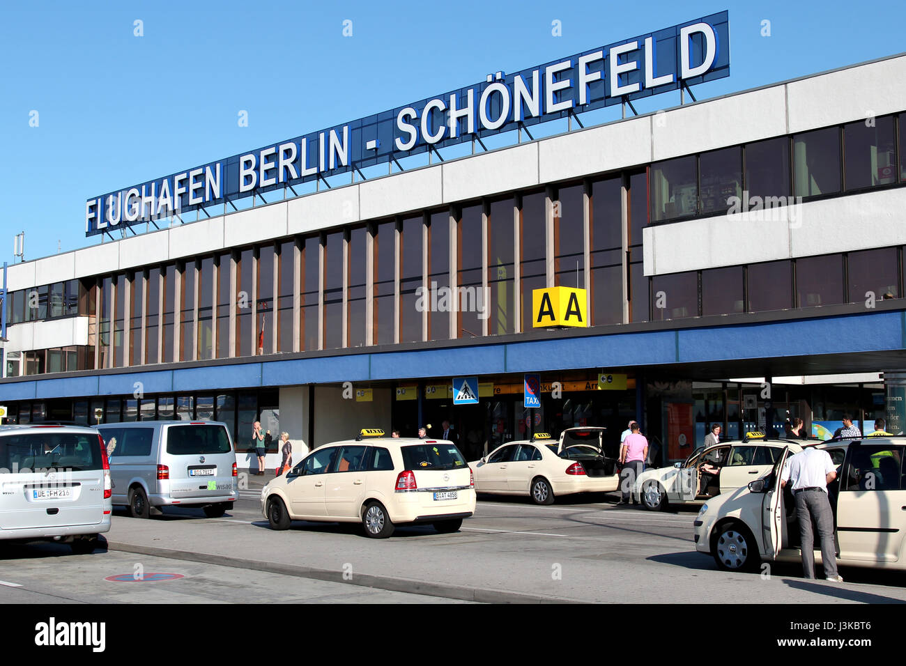 Terminal A of Berlin-Schoenefeld airport. This was the major civil airport of East Germany (GDR) and the only airport of formerly East Berlin. Stock Photo