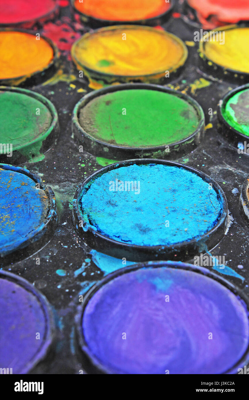Watercolor paint palette Stock Photo Alamy