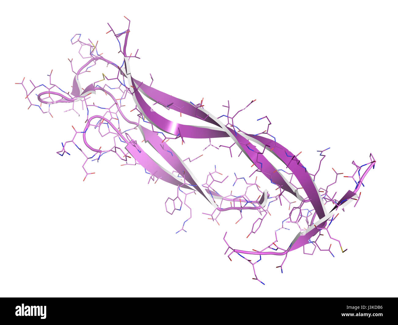 Interleukin 17 (IL-17A, IL-17) cytokine molecule. IL-17 antibodies are evaluated for the treatment of psoriasis and other diseases. Cartoon + line mod Stock Photo