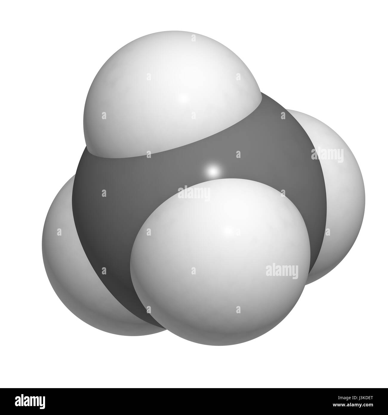 Methane (CH4) gas molecule, chemical structure. Methane is the main