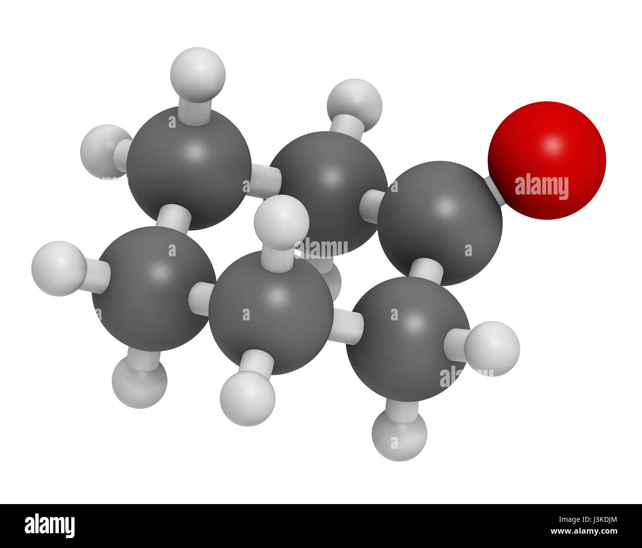 Cyclohexanone organic solvent molecule. Precursor of nylon Atoms are