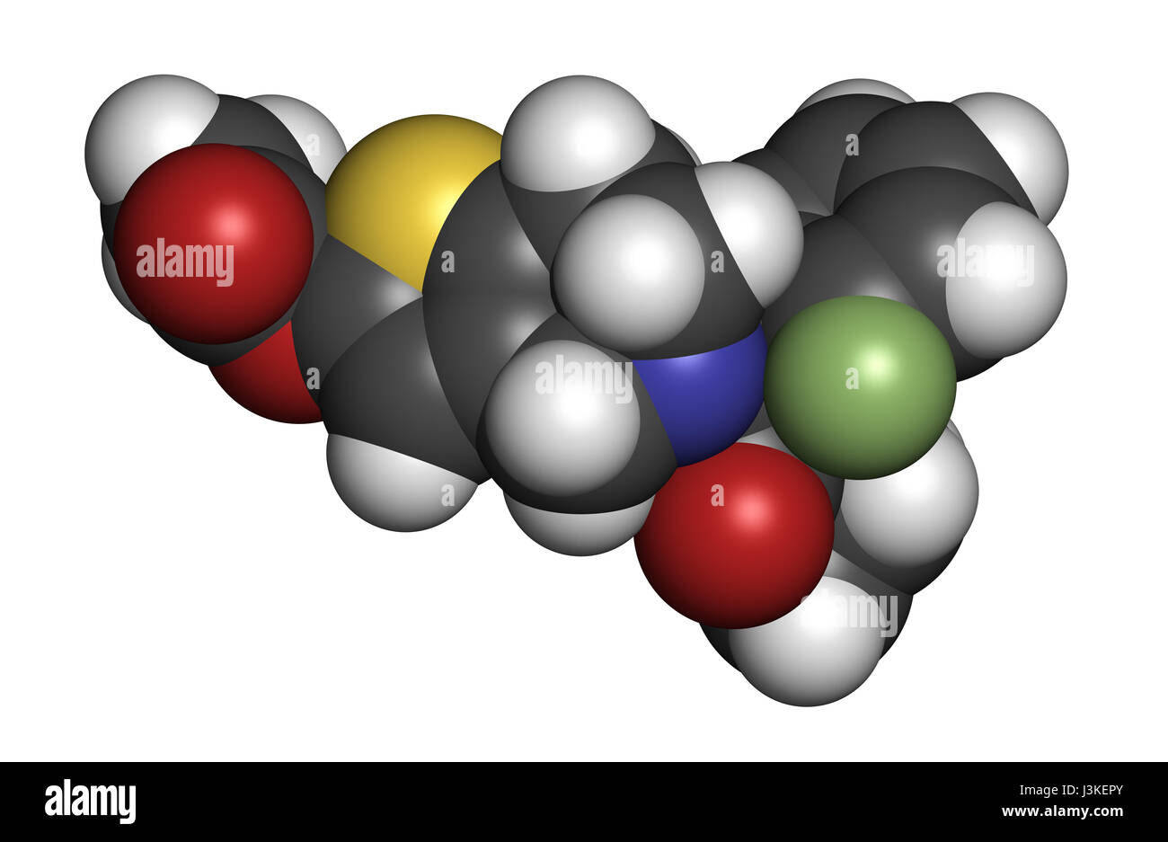 Prasugrel platelet inhibitor drug molecule. Used in treatment of acute