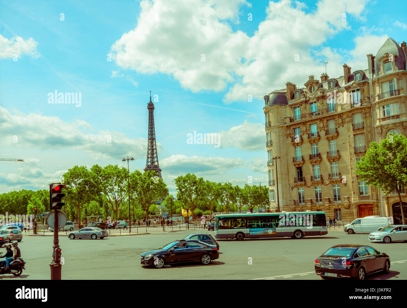 Paris, France June 1, 2015: City streets bathing in sunshine and ...