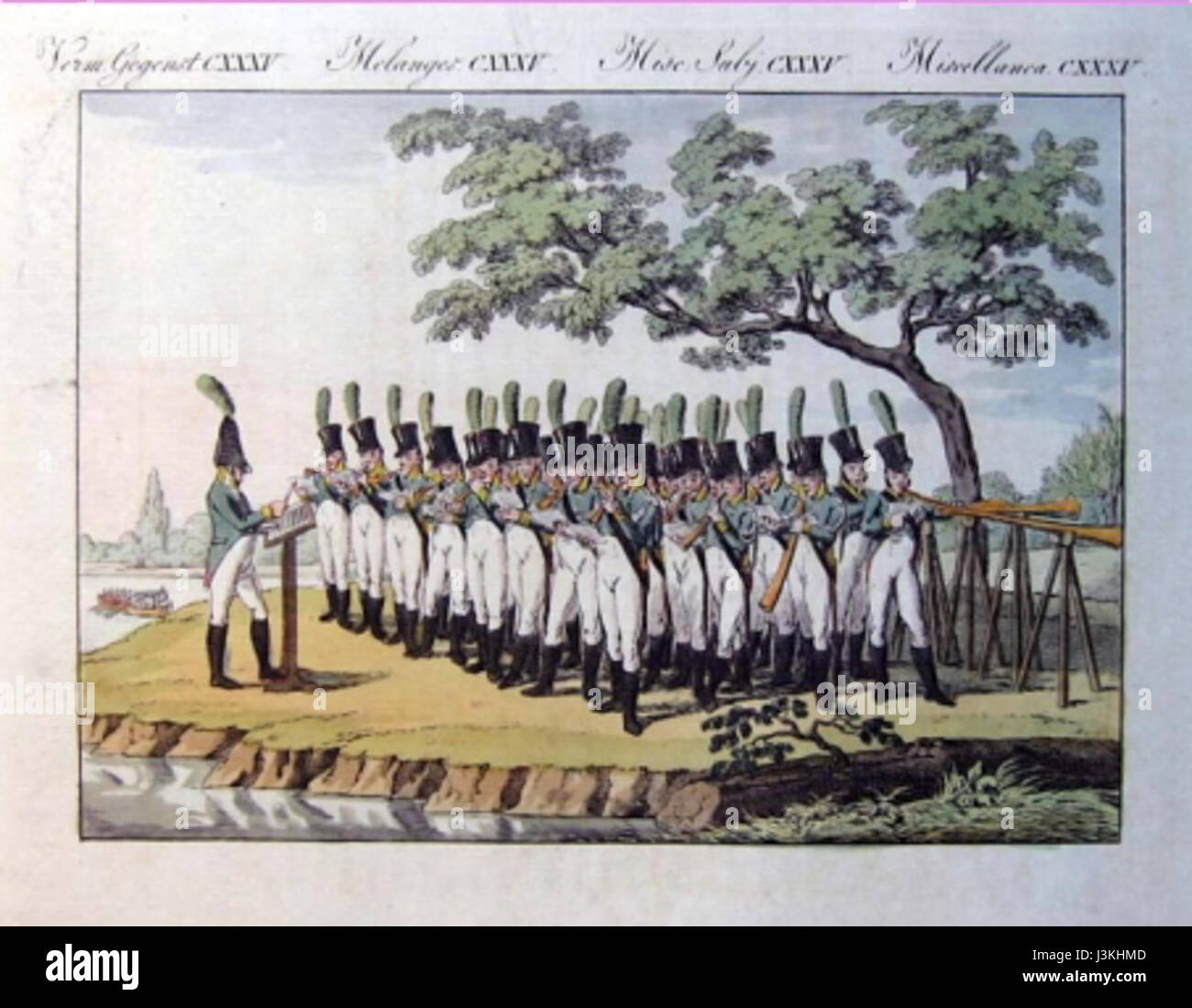 Hornorchester, or horn orchestra, refers to the use of brass horns in orchestral compositions. This work likely discusses the evolution of horn orchestras during the 19th century and their role in classical music performances. Stock Photo