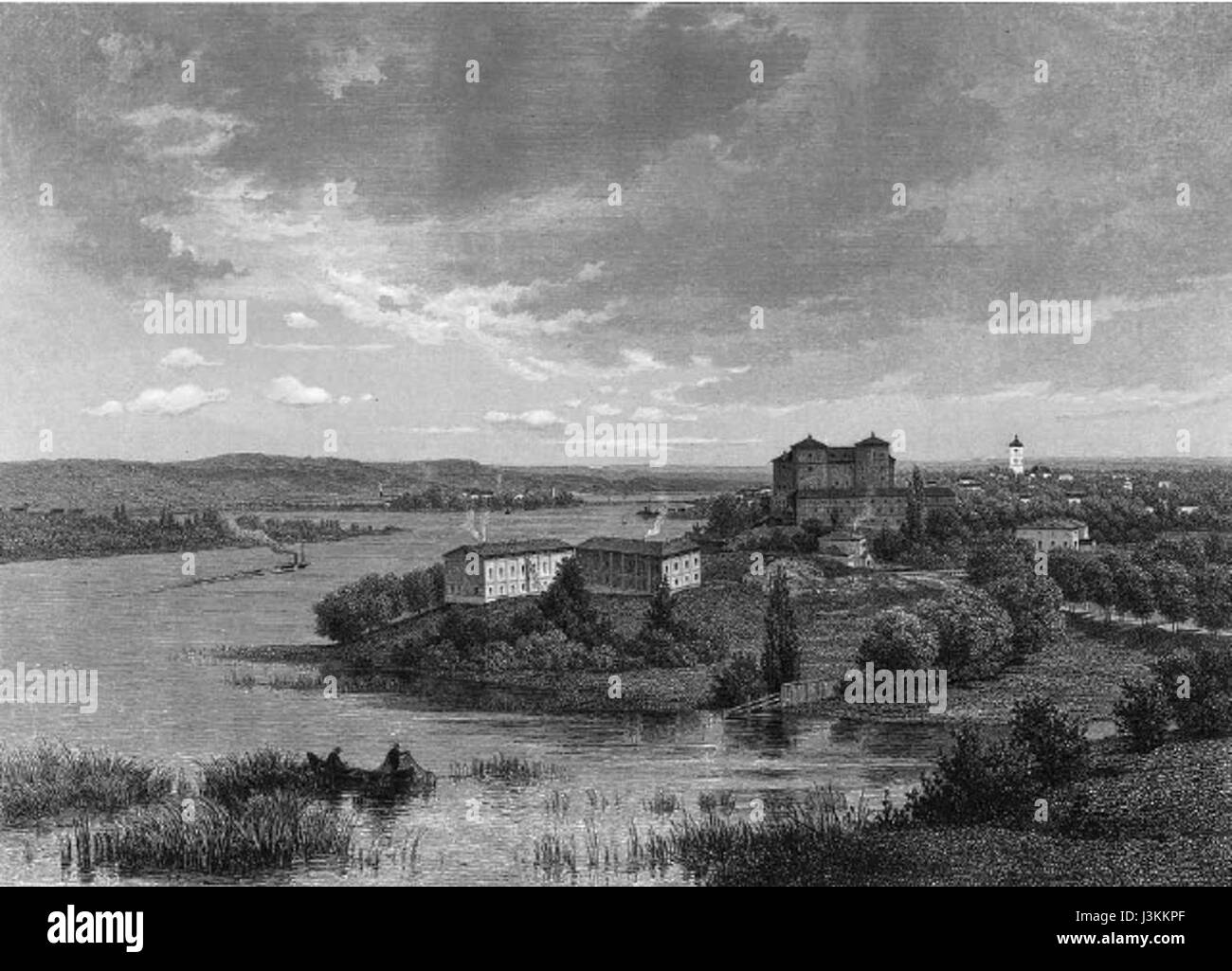 Hj Munsterhjelm Tavastehus slott och en del af staden Stock Photo