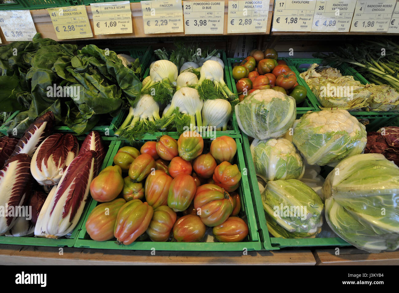 vegetable and fruit shelf in a supermarket Stock Photo