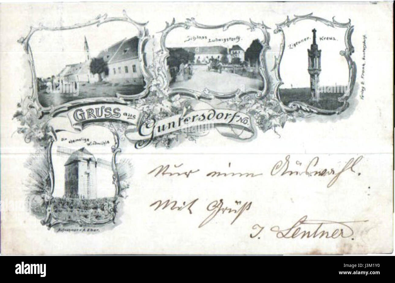 Guntersdorf Postkarte 1900 Stock Photo