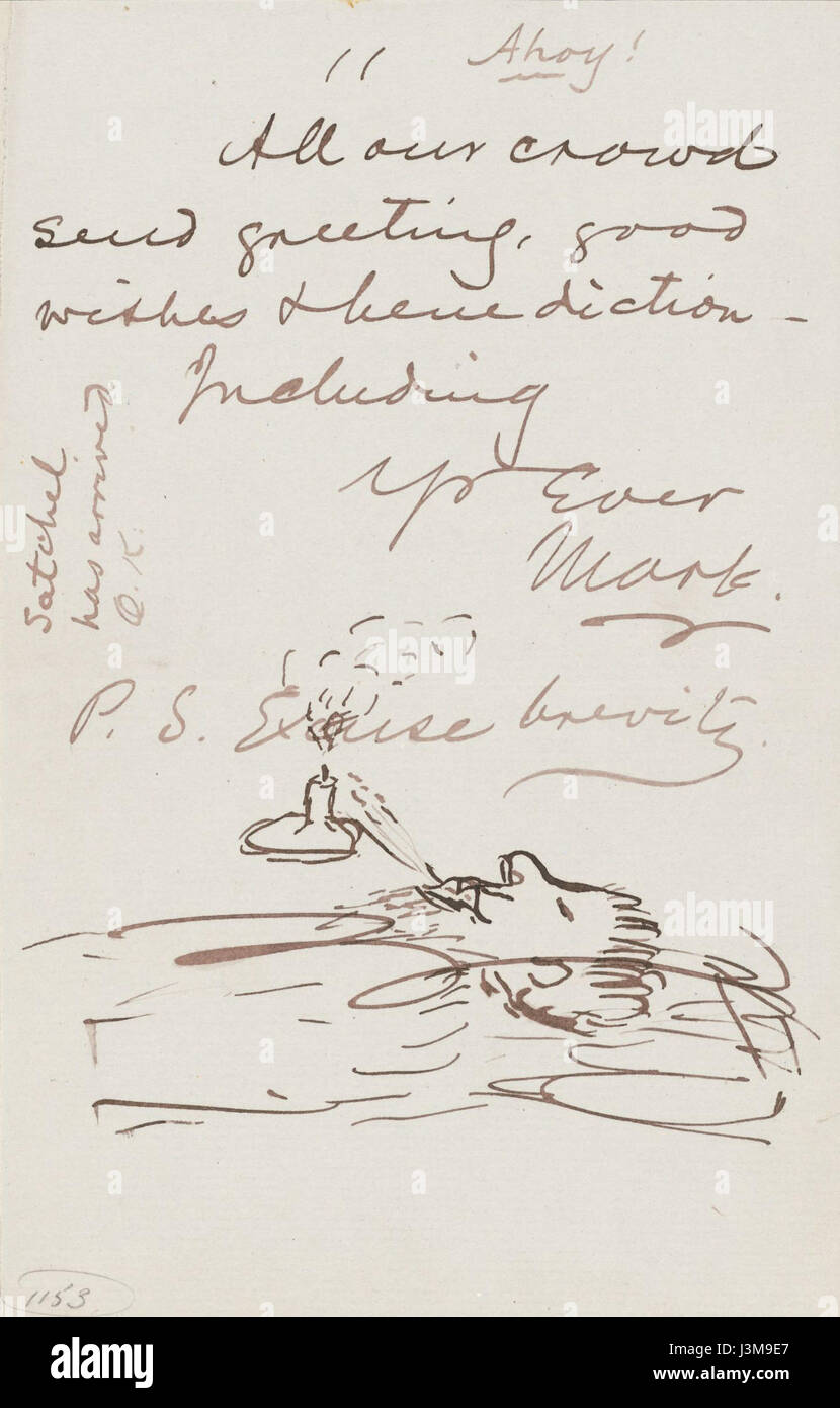 Houghton MS Am 1429 (1153) Clemens to Aldrich, 24 Mar 1874 Stock Photo