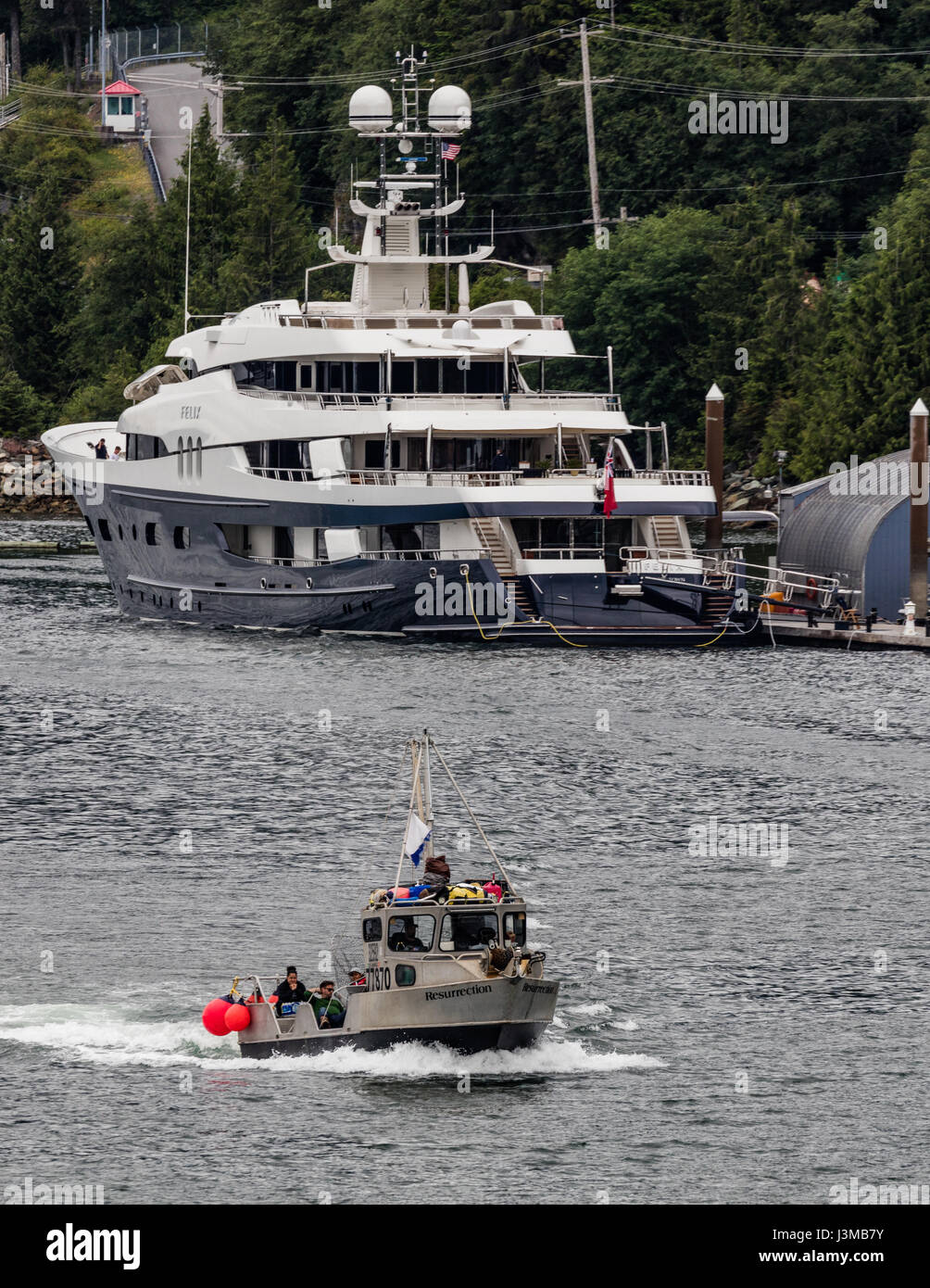 Luxury yacht docked in Juneau, Alaska Stock Photo Alamy