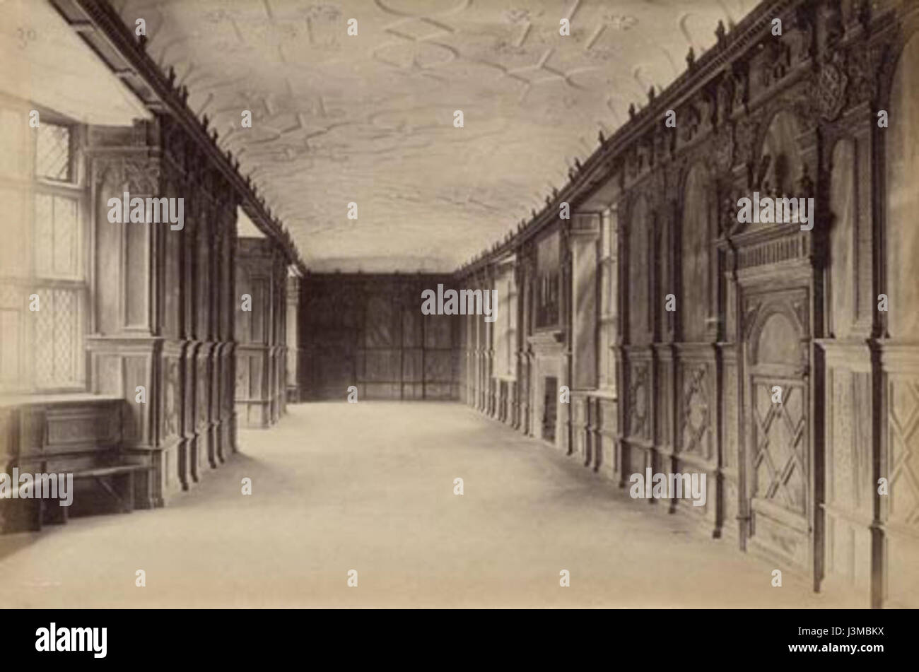 Haddon Hall 1 . Long Gallery c.1890. Stock Photo