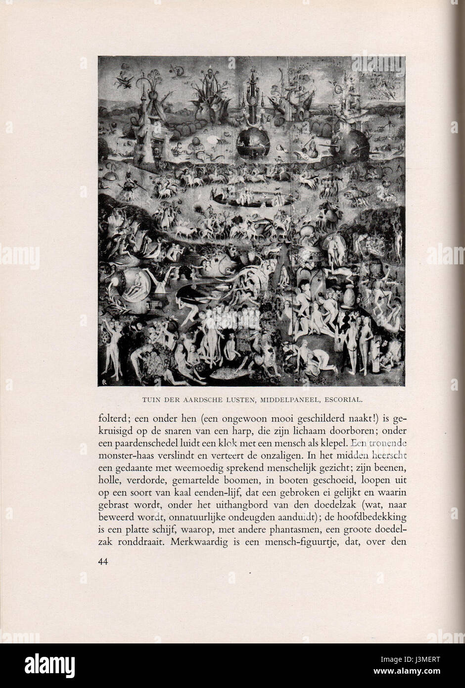 This reference is to a detailed study of Hieronymus Bosch's works, including a door or panel depicted in his paintings. The study was published by Prof. Dr. A. Vermeylen in its third edition. Stock Photo