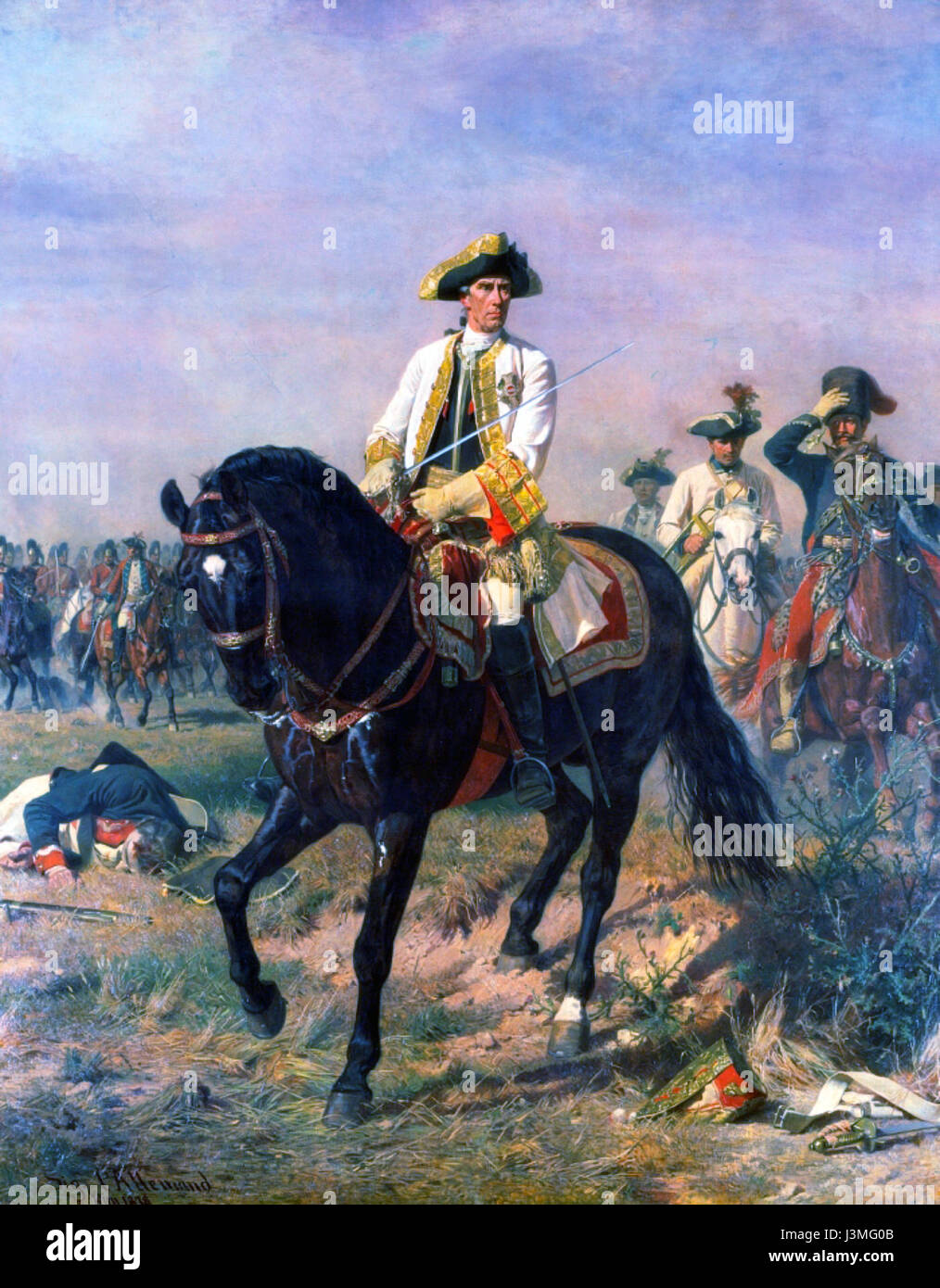 Gideon von Laudon (1717–1790) was a prominent Austrian military commander. He is most famous for his role in the Battle of Kunersdorf, a significant conflict in the Seven Years' War, where he led Austrian forces in a key victory against Prussian forces. Stock Photo