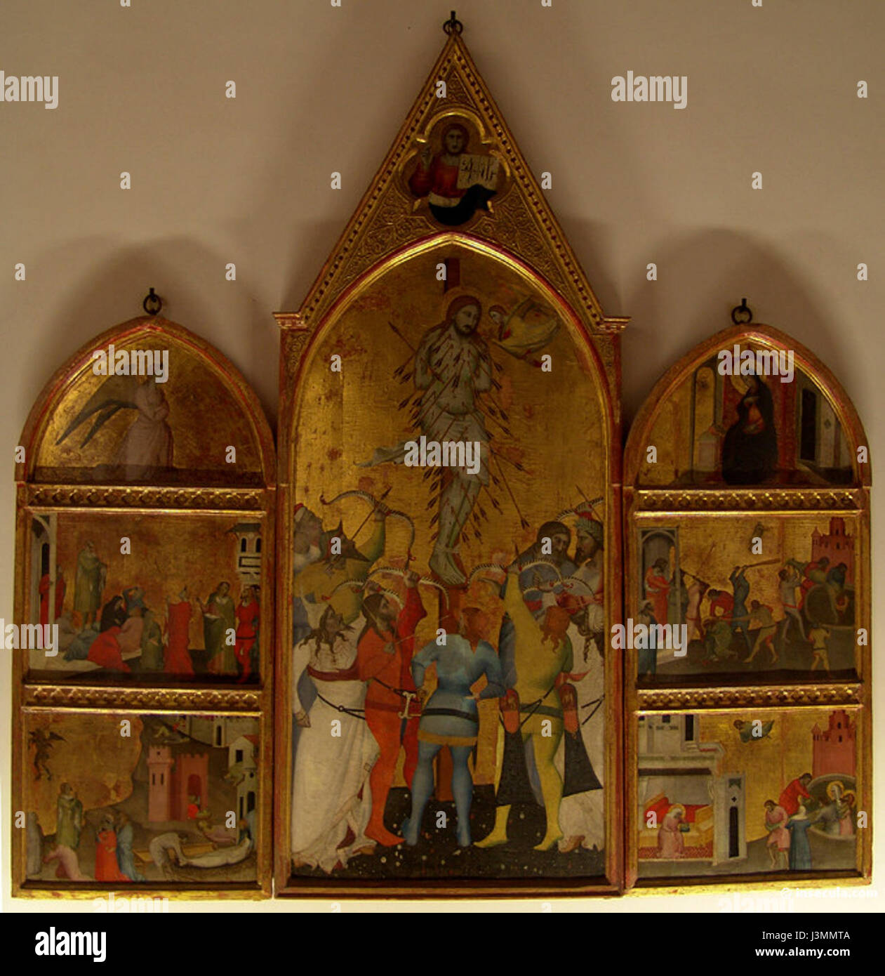 Giovanni del Biondo Martyrdom of St Sebastian and scenes from his life