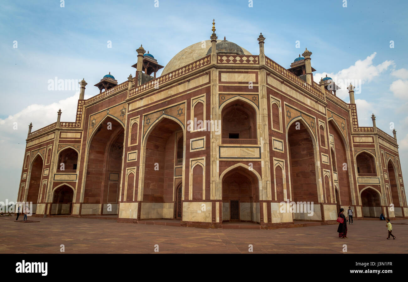 Humayun tomb in Delhi - A mughal architecture masterpiece in India designated as the UNESCO world heritage site. Stock Photo