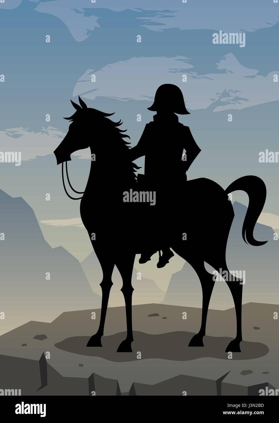 Cartoon illustration of Napoleon Bonaparte riding a horse Stock Vector ...