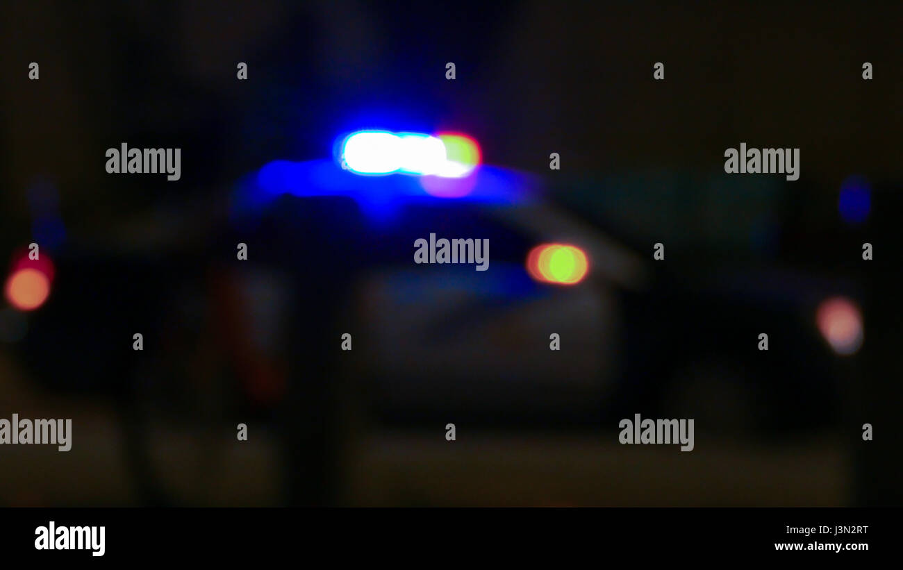 Siren on police car flashing, Defocused Stock Photo - Alamy