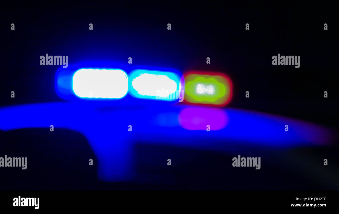 Siren on police car flashing, close-up, Defocused Stock Photo - Alamy