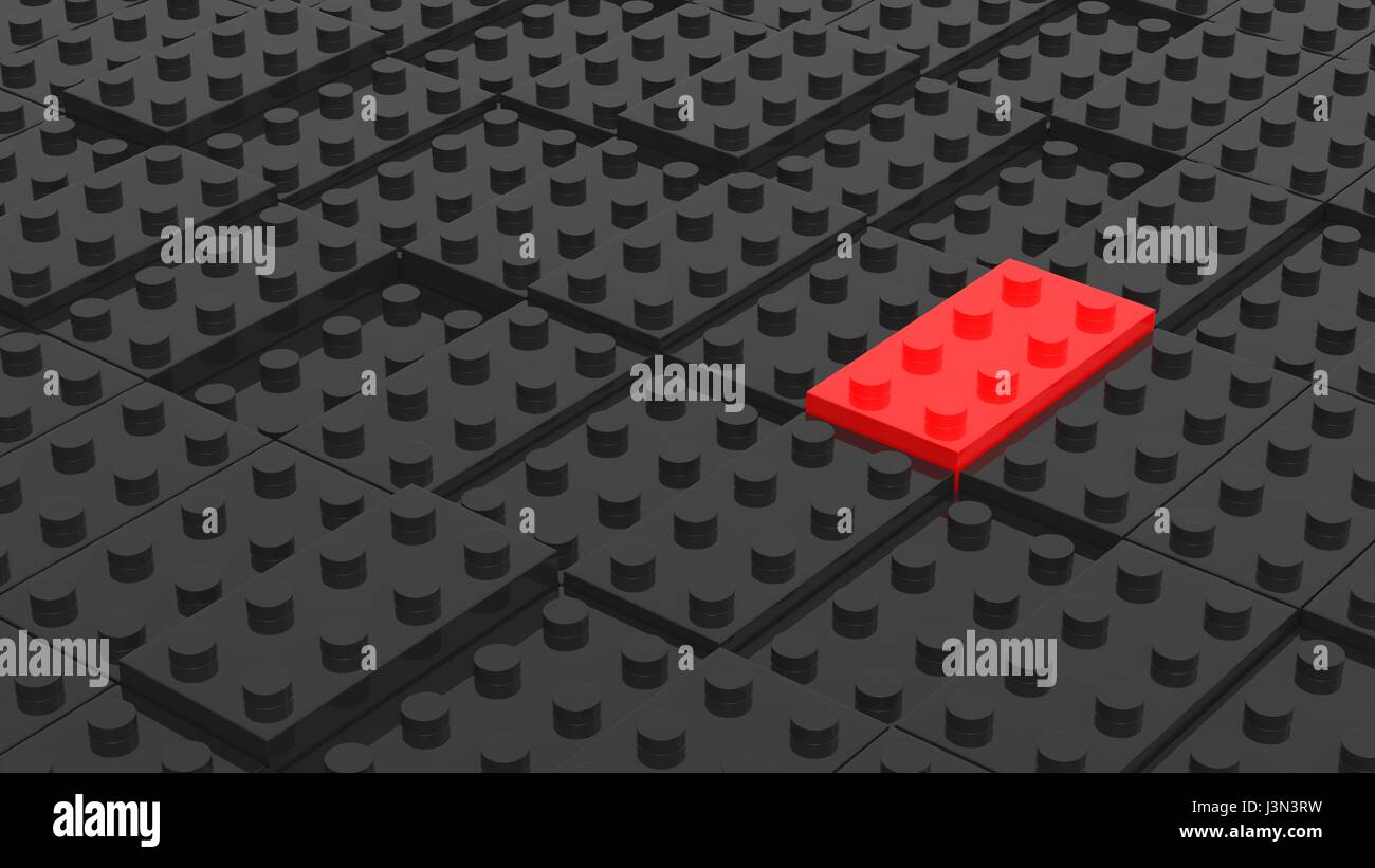 Connected black and red blocks. Abstract business background. 3D illustrating Stock Photo