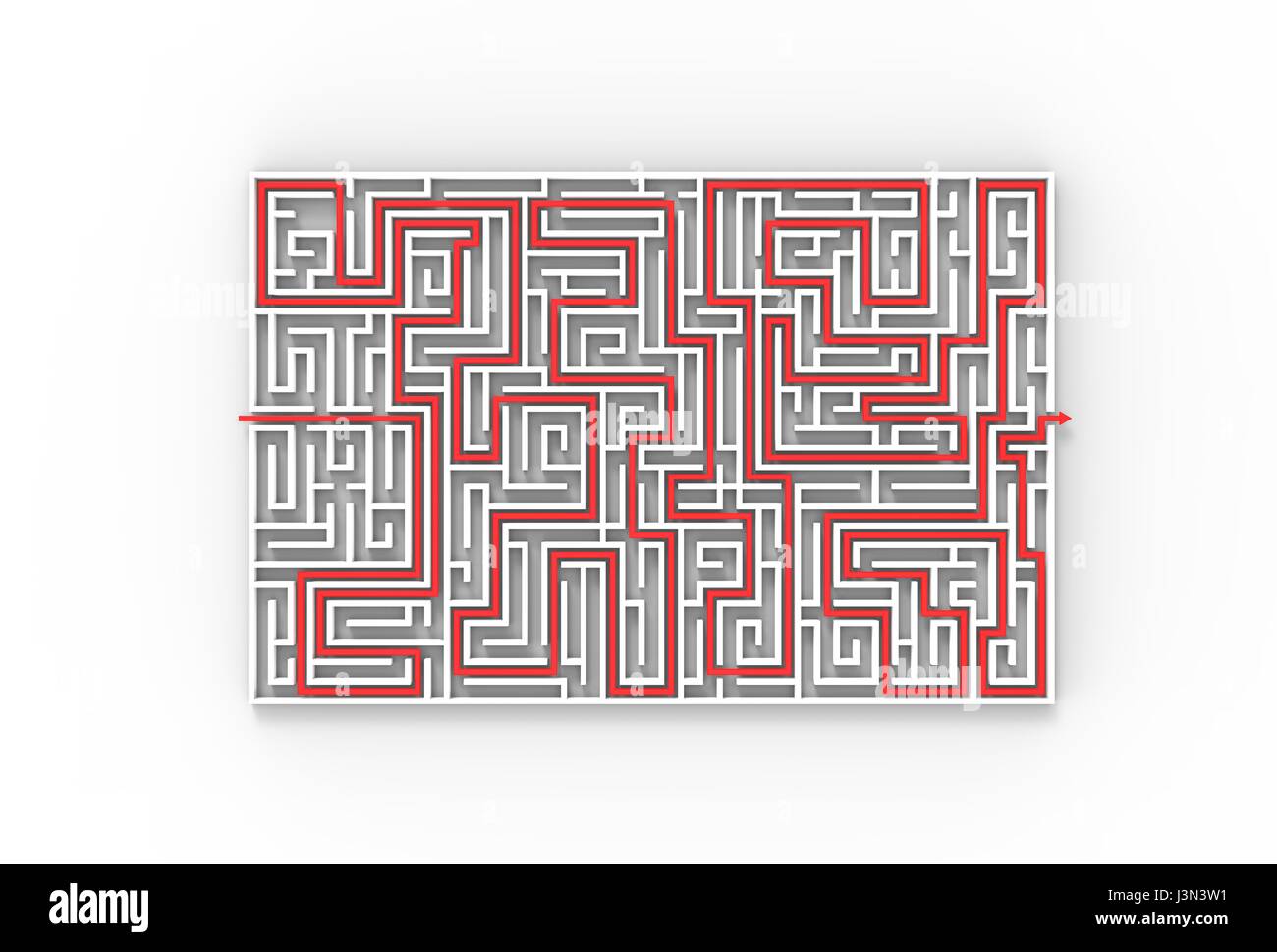 3d illustrated maze isolated on white background. 3D illustrating Stock Photo