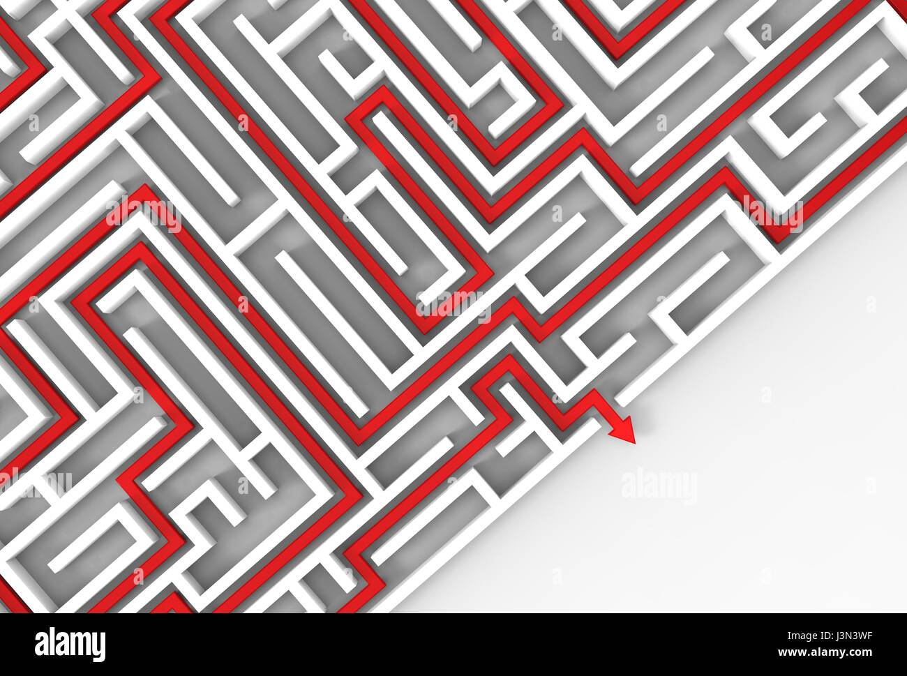 3d illustrated maze isolated on white background. 3D illustrating Stock Photo