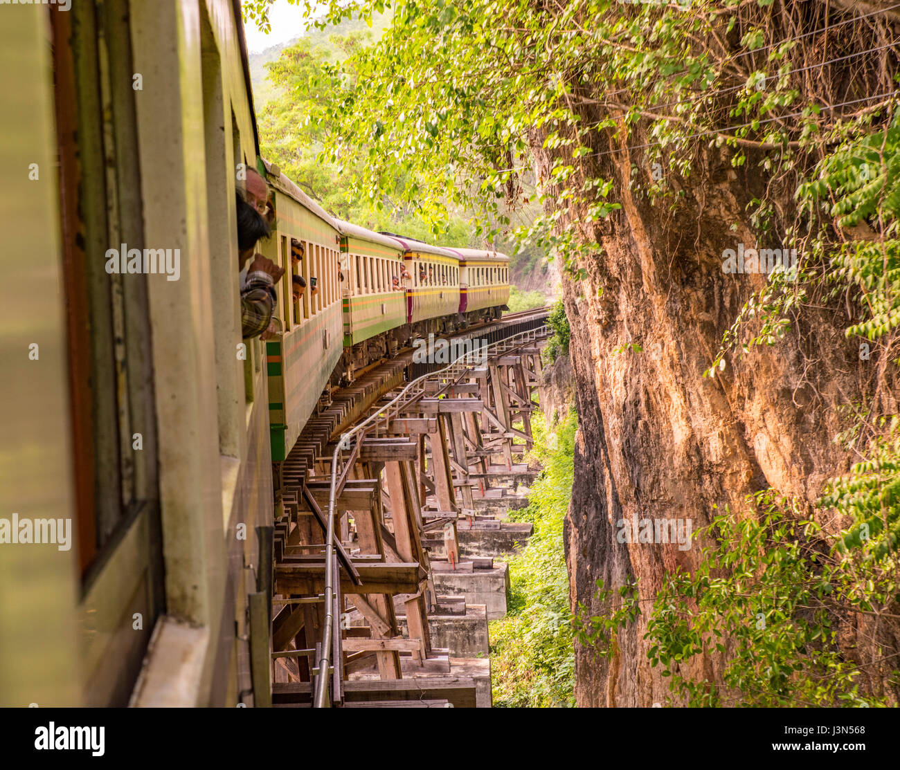 Taking a ride on the death railway Stock Photo