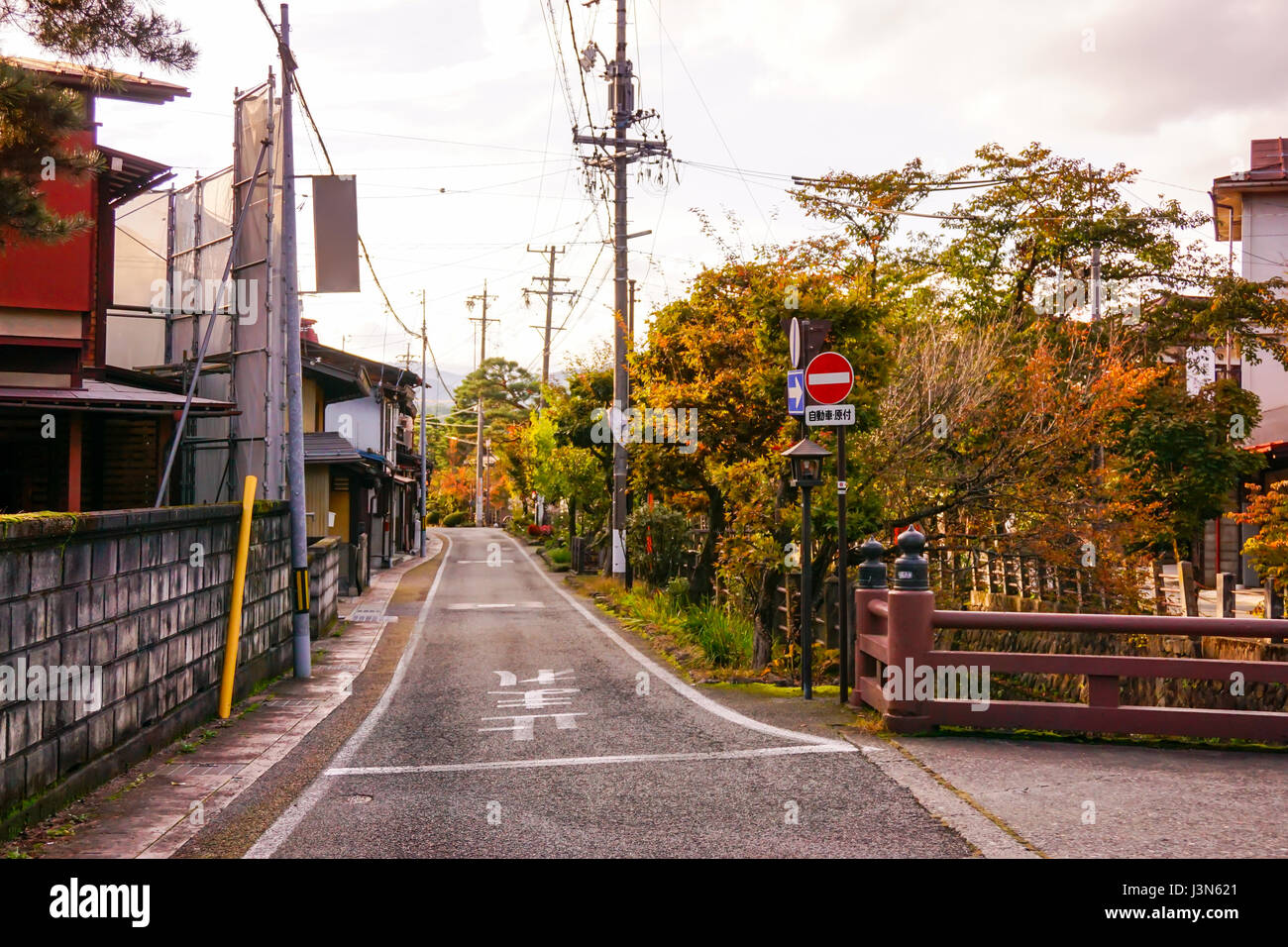 Street junction in Japan country side Stock Photo