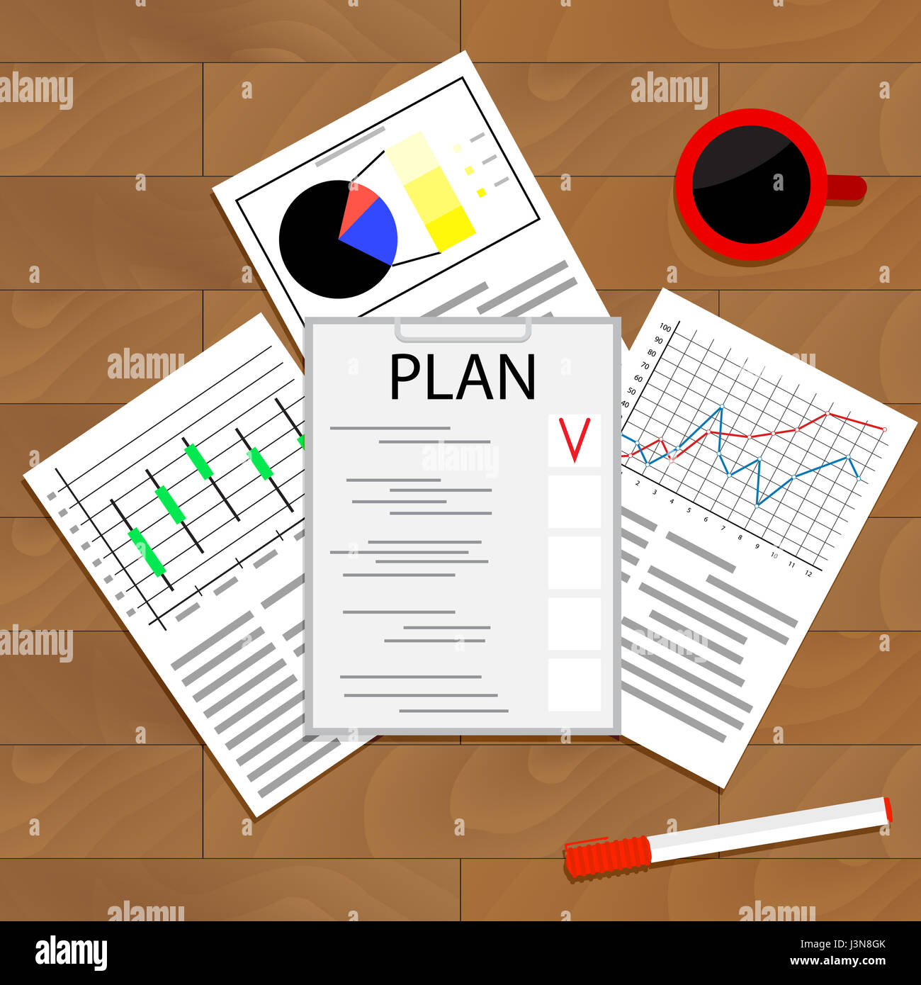 Economic planning checklist. Business plan, planning process, schedule