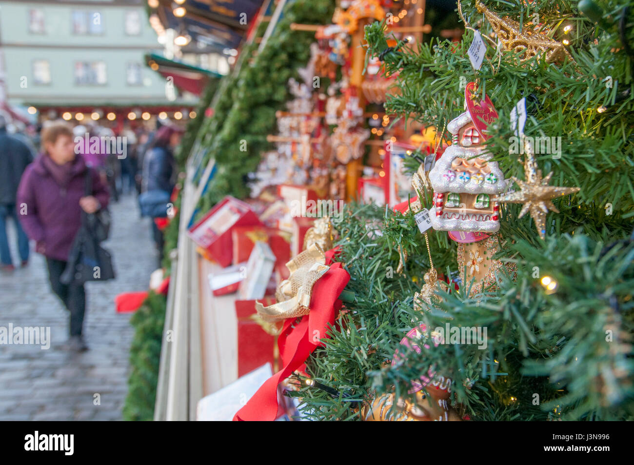 Christmas Market, Old-Town, Rothenburg, Tauber valley, Central Franconia, Franconia, Bavaria, Germany Stock Photo