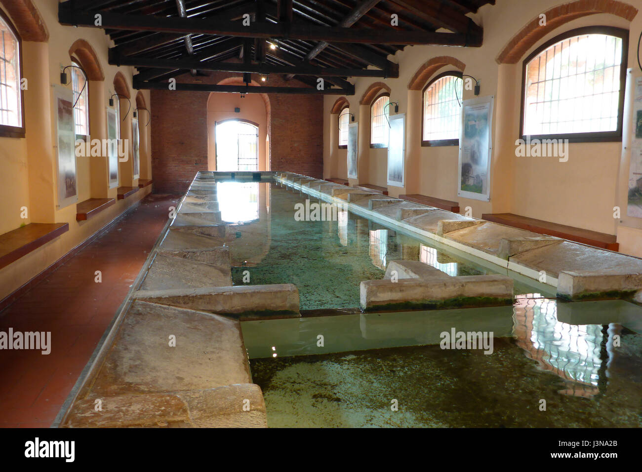 public wash-house, self cleaning wash tubs, Rio nell' Elba, Tuscany, Italy, Europe Stock Photo