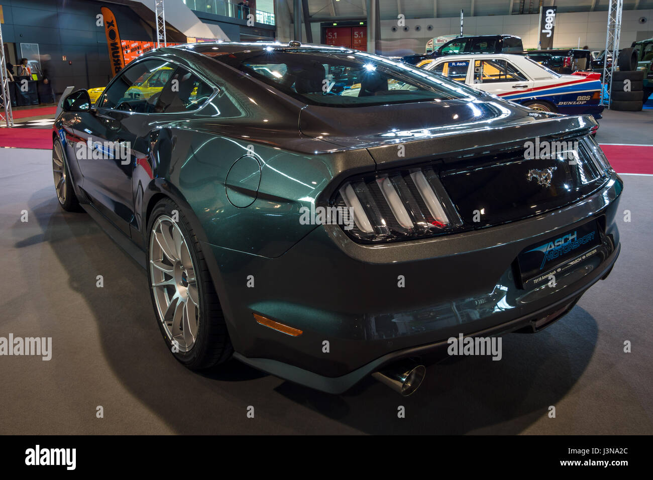 Stuttgart Germany March 03 17 Pony Car Ford Mustang Gt V8 Fastback Coupe 16 Rear View Europe S Greatest Classic Car Exhibition Retro Classics Stock Photo Alamy