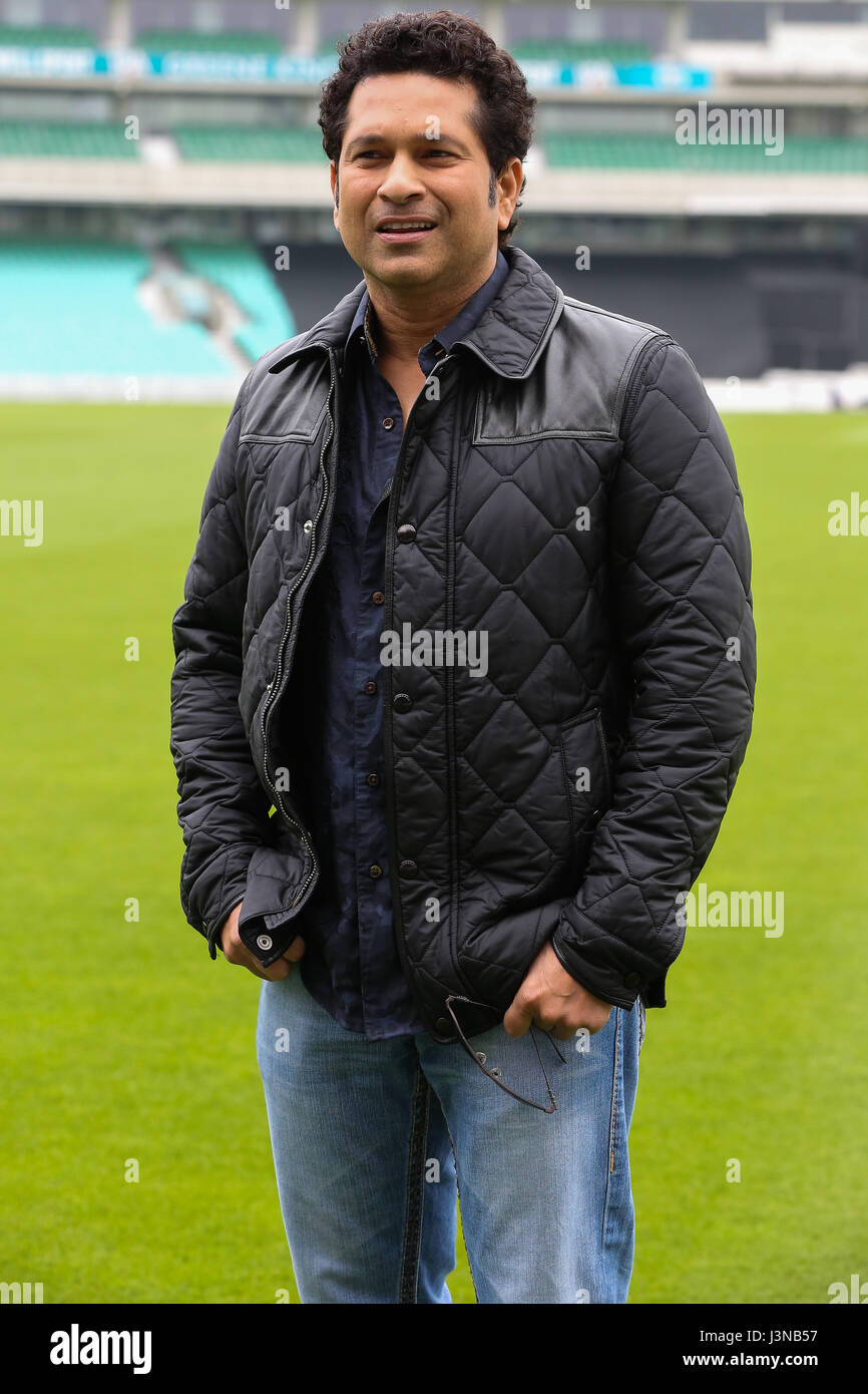 London, UK. 6th May, 2017. Sachin Tendulkar. Photocall with the legendary cricketer, Sachin Tendulkar at Kia Oval, for the upcoming release of his film, Sachin: A Billion Dreams. The film follows Sachin Tendulkar's journey from a young boy to one of the most celebrated sportsman of all time, releases on May 26th. Directed by award-winning filmmaker James Erskine, this film allows fans to walk into the Master Blaster's life and also feature India's cricketing legends M.S. Dhoni and Virender Sehwag.   Rahman. Credit: Dinendra Haria/Alamy Live News Stock Photo