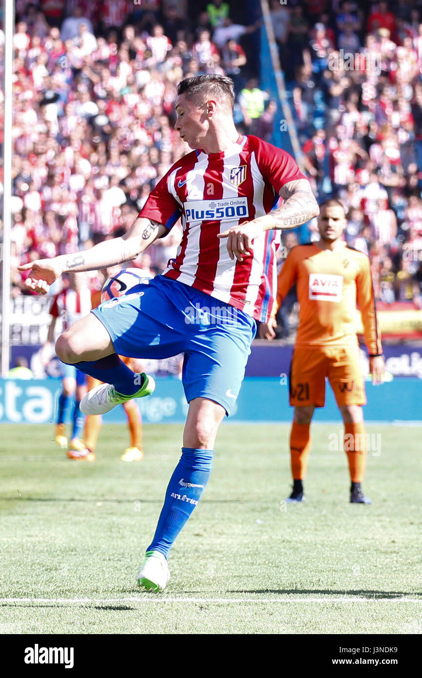 Fernando Torres (9) Atletico de Madrid's player. La Liga between Atletico de Madrid vs SD Eibar at the Vicente Calderon stadium in Madrid, Spain, May 6, 2017 . Stock Photo