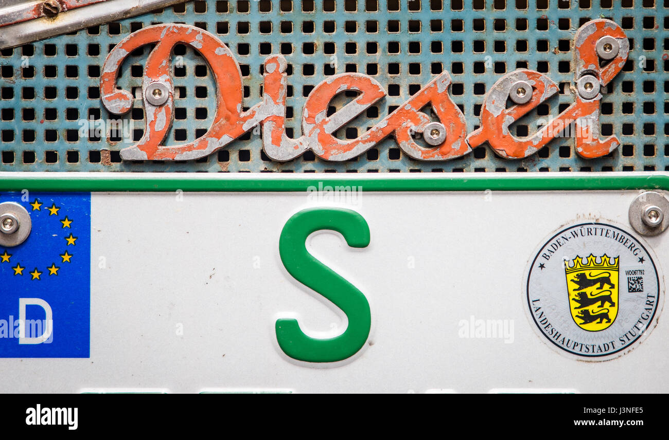 Stuttgart, Germany. 29th Apr, 2017. The lettering 'Diesel' is seen on ...
