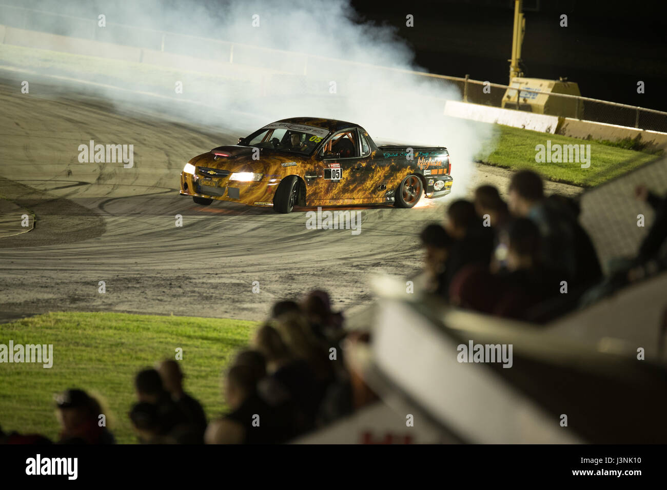 Sydney Motorsport Park, Australia. 6th May 2017.  Sparks fly from Pro-Am competior for qualifying. Anthony Bolack/Alamy Live News Stock Photo