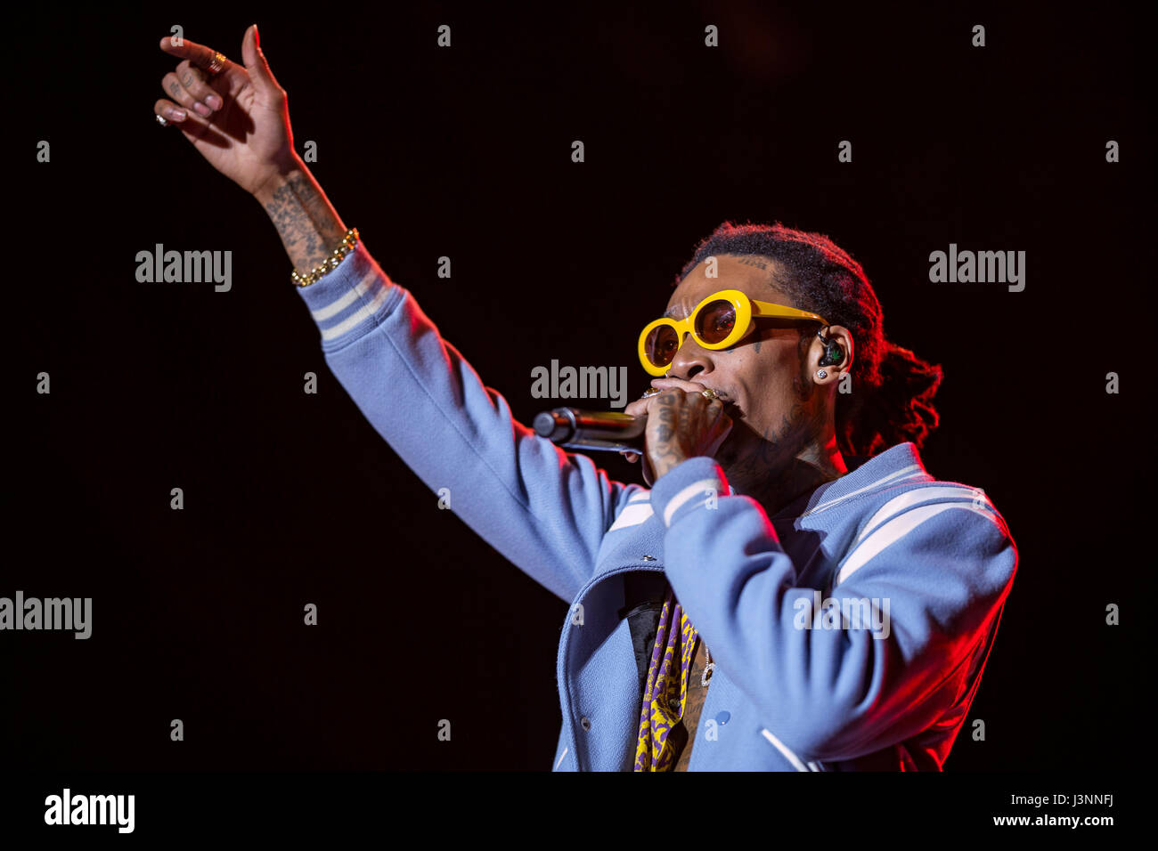 Memphis, Tennessee, USA. 6th May 2017.  Wiz Khalifa performs at the 2017 Beale Street Music Festival at Tom Lee Park on May 6, 2017 in Memphis, Tennessee. Credit: The Photo Access/Alamy Live News Stock Photo