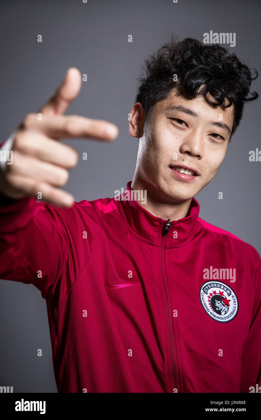 Portrait of Chinese soccer player Liu Shangkun of Liaoning Whowin F.C ...