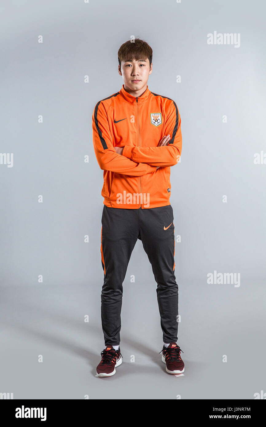 Portrait of Chinese soccer player Zhou Yuchen of Shandong Luneng ...