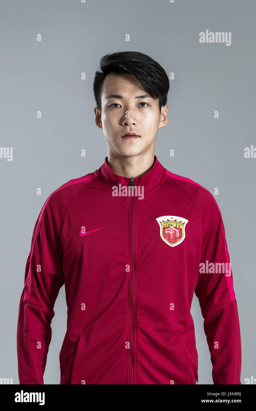 Portrait of Chinese soccer player Wang Jiajie of Shanghai SIPG F.C. for the 2017 Chinese Football Association Super League, in Shanghai, China, 15 February 2017. Stock Photo
