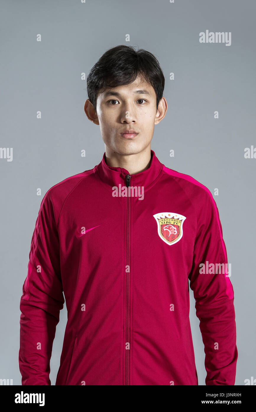 Portrait of Chinese soccer player Wang Shenchao of Shanghai SIPG F.C. for the 2017 Chinese Football Association Super League, in Shanghai, China, 15 February 2017. Stock Photo