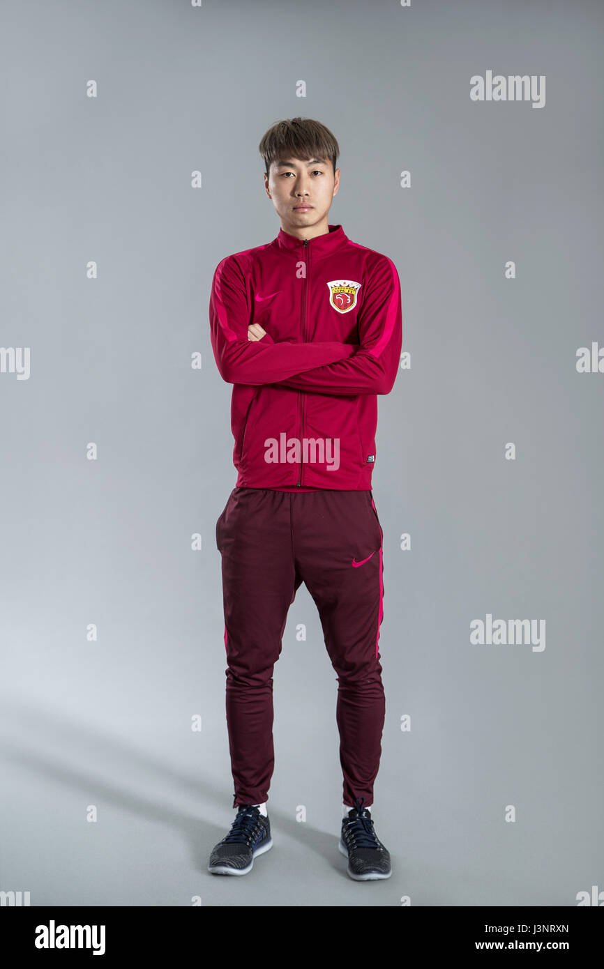 Portrait of Chinese soccer player Fu Huan of Shanghai SIPG F.C. for the