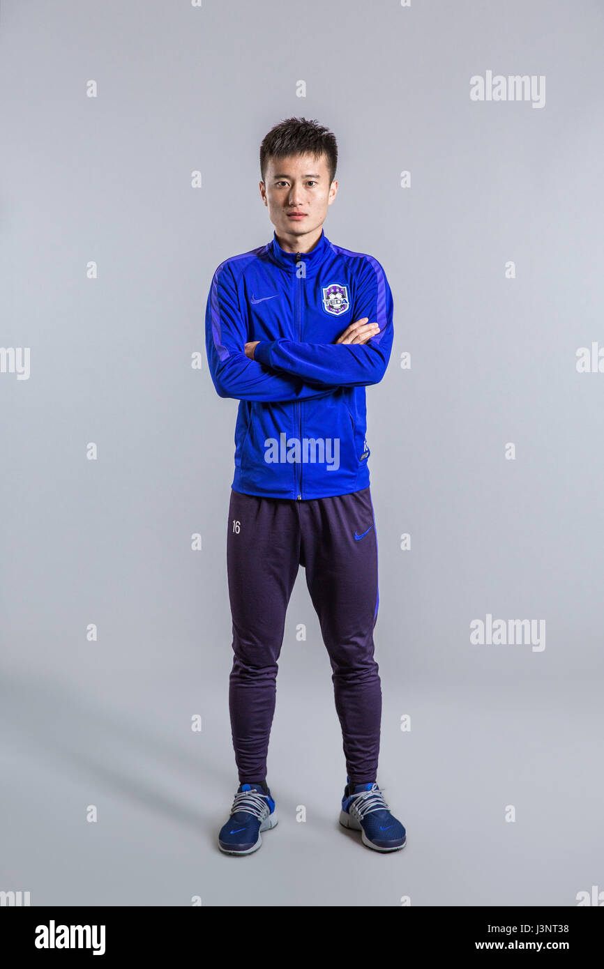 Portrait of Chinese soccer player Guo Yi of Tianjin TEDA F.C. for the ...