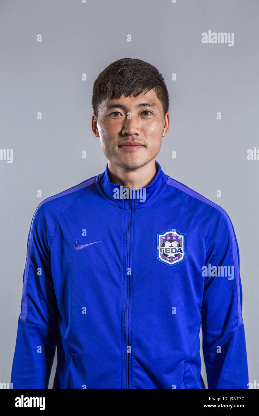 Portrait of South Korean soccer player Hwang Seok-ho of Tianjin TEDA F.C. for the 2017 Chinese Football Association Super League, in Tianjin, China, 25 February 2017. Stock Photo