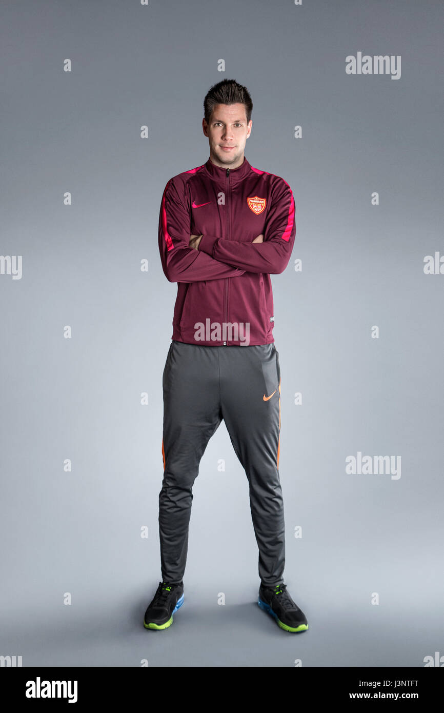 Portrait of Hungarian soccer player Richard Guzmics of Yanbian Funde F