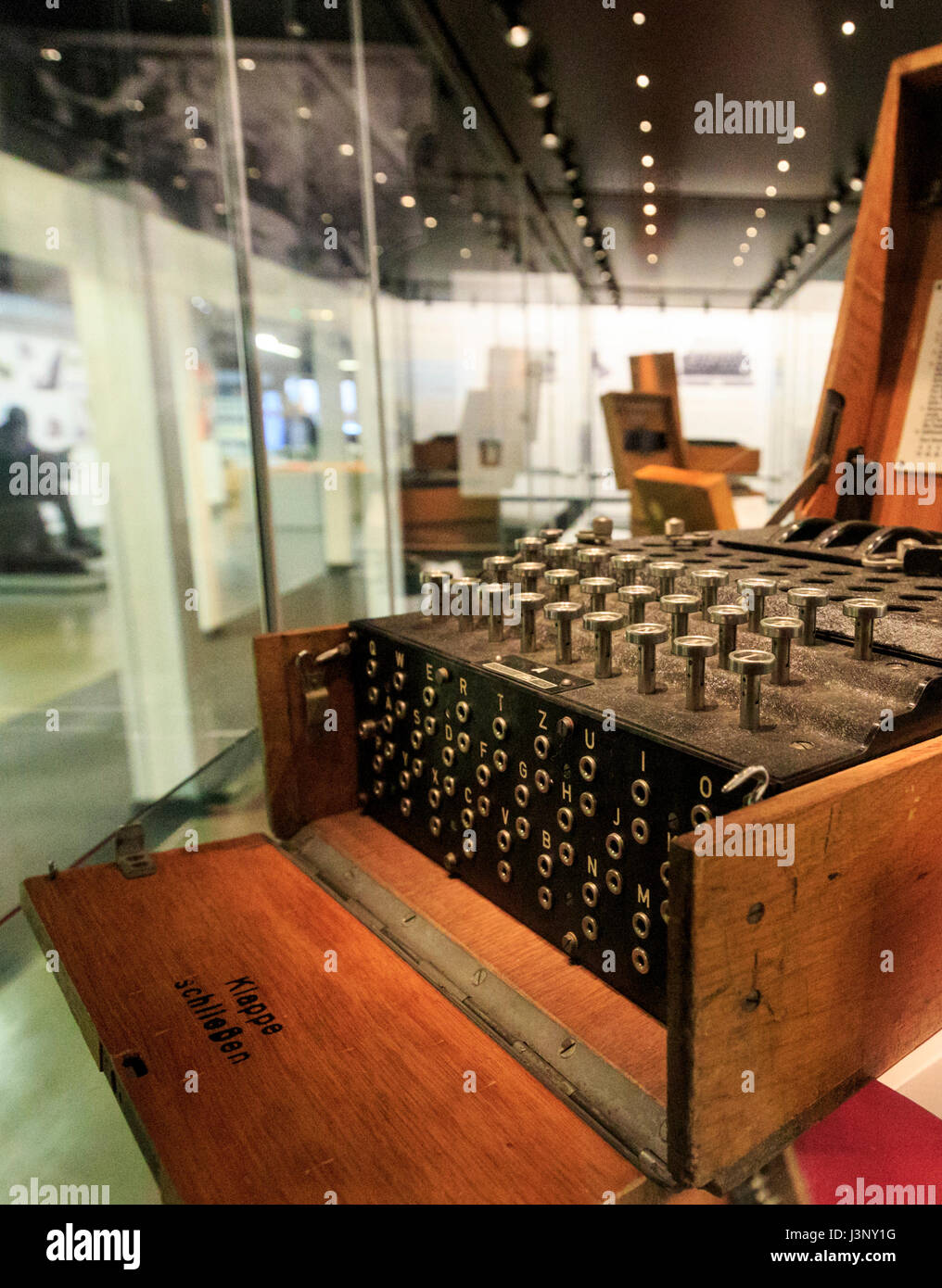 An original German Enigma Encryption machine Stock Photo